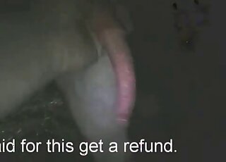 Outdoor nighttime handjob scene with a zoophile that tugs on cock