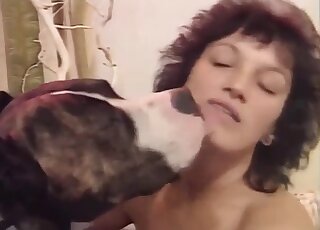 Brown animal fucking a zoophile's hairy pussy from behind passionately