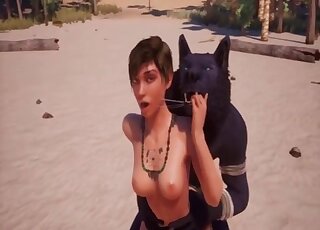 Werewolf-like creature fucking exotic hottie in the desert in 3D XXX