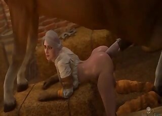 Ciri gets reamed by Roach in a Witcher bestiality 3D porn movie
