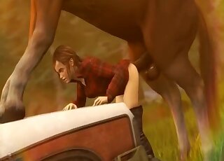 Ellie from The Last of Us is getting fucked by a horse that gapes her