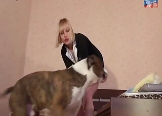 Mature blonde cam fucked by a dog in really unique zoophilia perversions