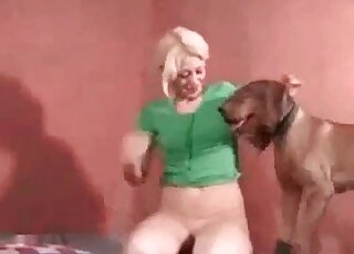 Brown doggie doesn't mind making hot blonde happy by fucking her
