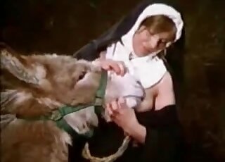 Two crazy nuns go dirty with a donkey when nobody sees