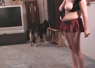 Aged sluts involve a dog into their fucking sex games and get banged