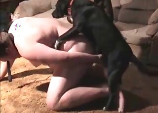 Sex starving mature slut enjoys zoo sex with a dog and sucks its cock