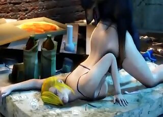 Zoophile porn movie dealing with a slutty 3D blonde and her black dog