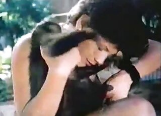 Brunette taking care of things with a sexy ape that loves blowjobs