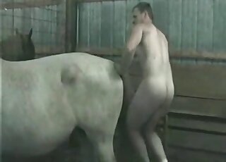 Fully naked farmer fucking this sexy beast with his colossal peen